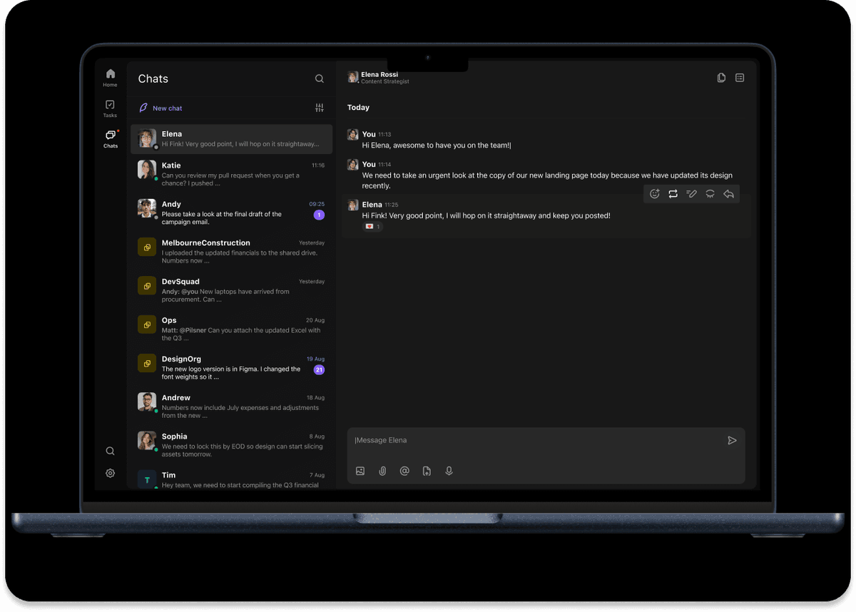 Convoe chat interface showing team conversations