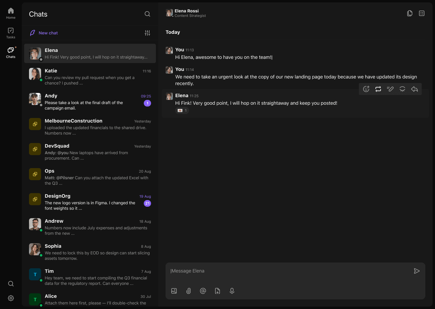 Convoe workspace showing chat and work context