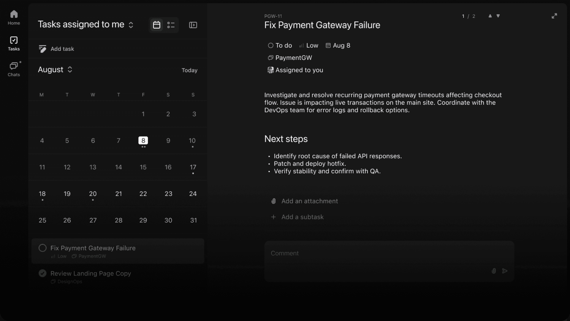 Convoe calendar product screen