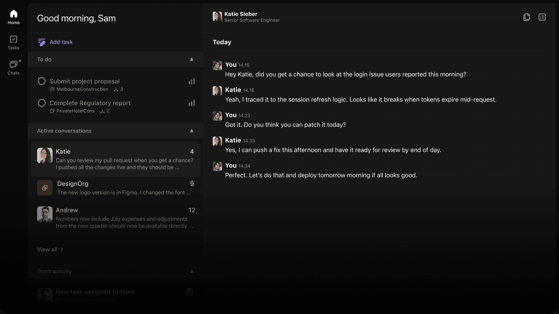 Convoe chat product screen