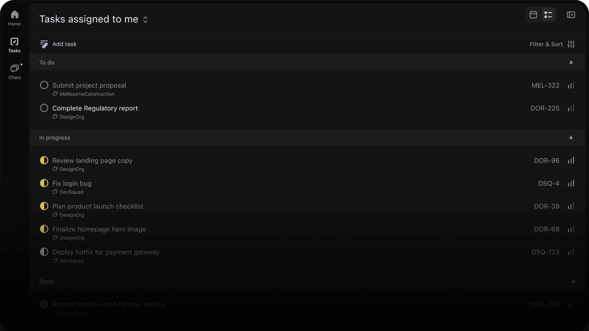 Convoe tasks product screen